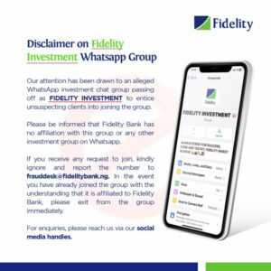 Disclaimer Regarding the Fidelity Investment WhatsApp Group