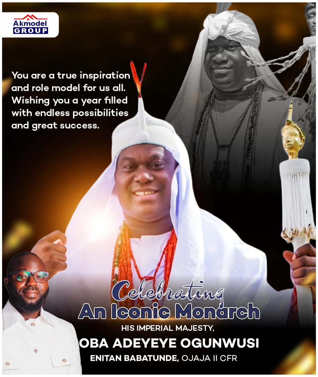 Akmodel Boss Felicitates Ooni of Ife on His Birthday, Praises His Royal Contributions to National Development